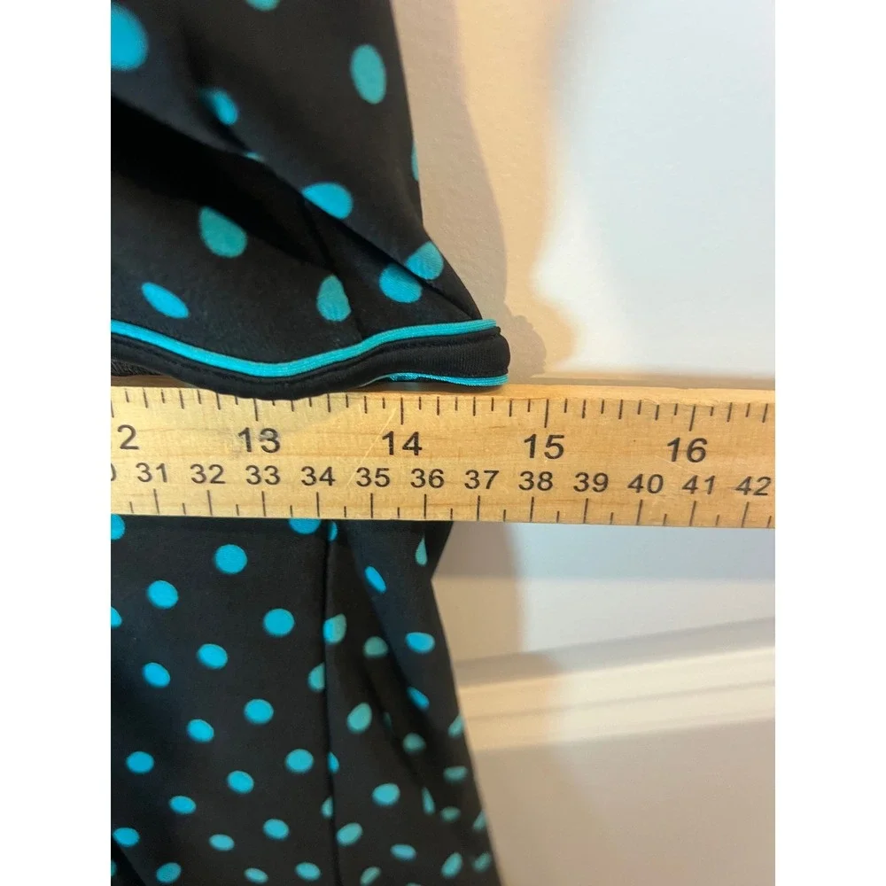 Womens Swim Dress Polka Dot Black Turquoise Size 8
